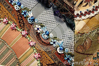 Detailed View of Handmade Quilt Stock Photo