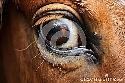 detailed view of a horse eye with cataracts Stock Photo