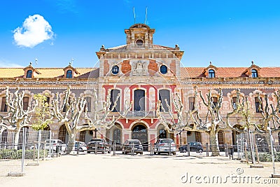 Detailed view of the Palace of the Parliament of Catalonia, Barcelona, Spain Editorial Stock Photo
