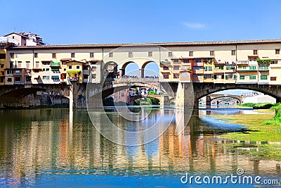 Detailed view of Ponte Veccio bridge over Arno riv Stock Photo