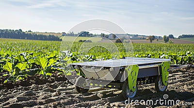 Detailed view of a solarpowered seed spreader its sleek design and natural power source making it an efficient tool for Stock Photo