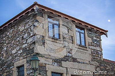 Detailed view of a typical on north portuguese building on Pinhao city, walls made on granite and schist, vernacular architecture Stock Photo