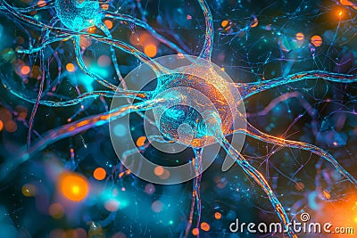 Detailed visualization of neural network connections at the synapse level Stock Photo