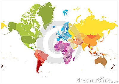 Detailed World Map spot colors. No text Vector Illustration