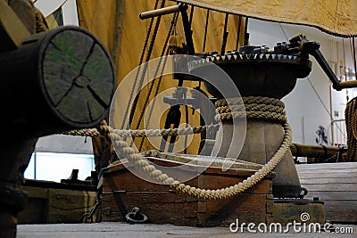 Details of ancient sailing boat anchor Editorial Stock Photo