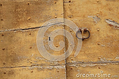 Details of an ancient wooden door typical of the ancient Abruzzo villages Stock Photo