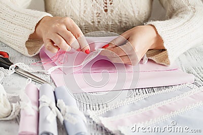 Details of the applications in lace crafts Stock Photo