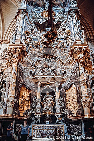 Altar of the cathedral of Toledo Editorial Stock Photo