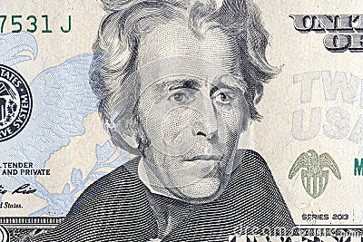 details of cash American twenty dollars, close up Stock Photo