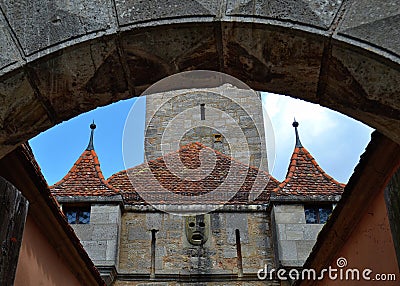 Details of a Castle Gate in Rothenburg ob der Tauber Stock Photo