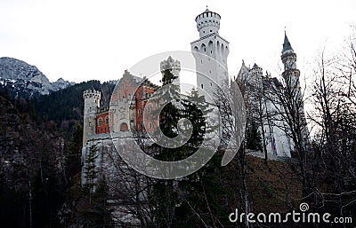 Details of the castle neuschwanstein castle in germany in bavaria 10/09/2019 , Fussen, during the beer festival in germany Editorial Stock Photo