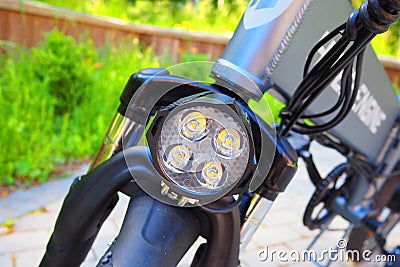 Details and a close-up of the bike. Different bike parts Editorial Stock Photo