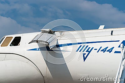 Details of the cockpit of the Soviet Tupolev TU144 supersonic pa Editorial Stock Photo