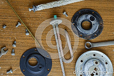 Details of a disassembled water heater Stock Photo