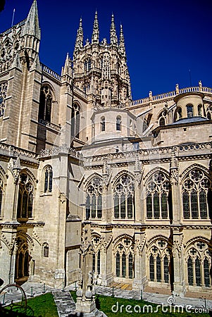 Corridors of the cloister of the cathedral of Burgos Stock Photo