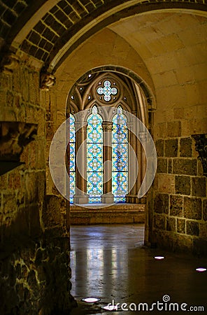 Corridors of the cloister of the cathedral of Burgos Editorial Stock Photo