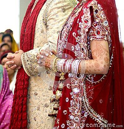 Details of groom`s and bride`s wear at the punjabi wedding, Stock Photo