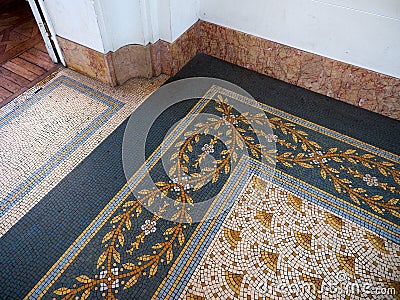 Details of the hand made tile floor at the Evita Fine Arts Museum Editorial Stock Photo