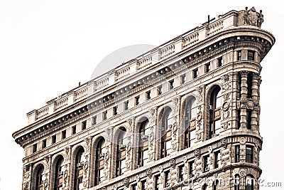 Details on historic Flatiron Building in New York City Editorial Stock Photo