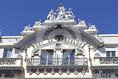 Details of historical building Port of Barcelona, Port Vell, Spain Stock Photo