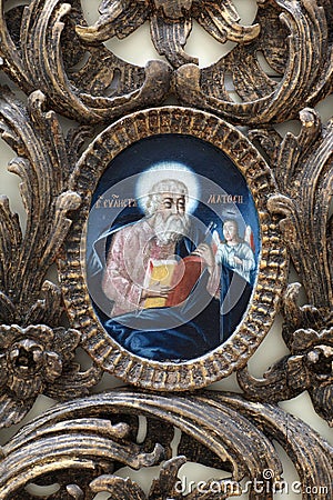 Details icon of saint Matthew Stock Photo