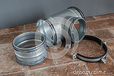 Parts of ventilation installation, close-up Stock Photo