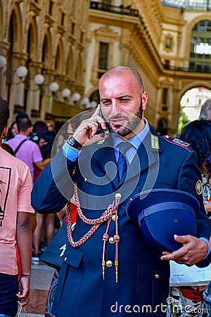 Details of Italy . Handsome italian policeman Editorial Stock Photo