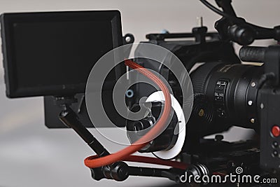 Details from a 5k cinema production camera and setup. Stock Photo