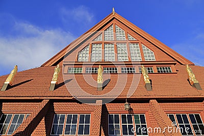 Details of Kiruna Church in Summer with blue Sky, Northern Sweden Stock Photo