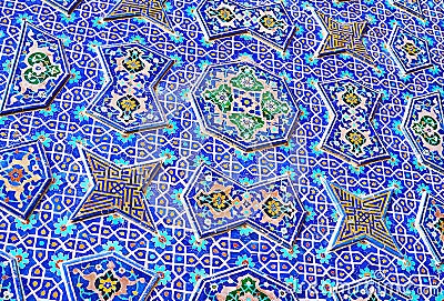 Relief tile patterns of Jameh Mosque, Isfahan, Iran Stock Photo