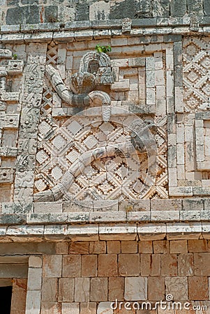 Details of a Mayan decoration, symbolizing a snake Stock Photo