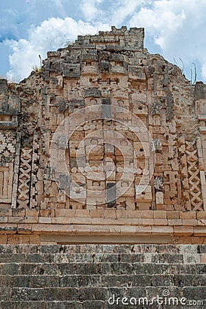 Details of Mayan sculptures, symbolizing men Stock Photo