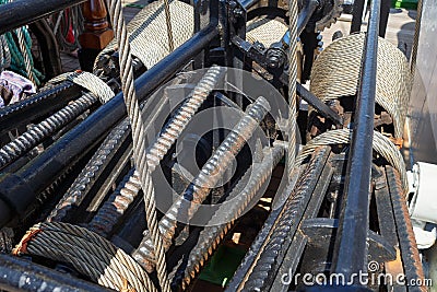 Details of the metal winch. Stock Photo