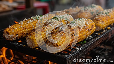Details with the Mexican elote dish. AI generated Stock Photo