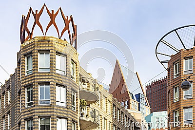 Details of modern architecture in city centre of the Hague, Netherlands Editorial Stock Photo
