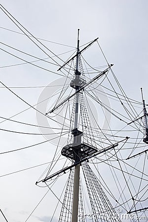 Details of modern sail modern ship masts Stock Photo