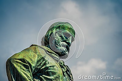 Details of the Monument of Giuseppe Garibaldi in Pisa, Italy Editorial Stock Photo