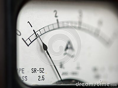 Details of an old black analog ampere meter Stock Photo