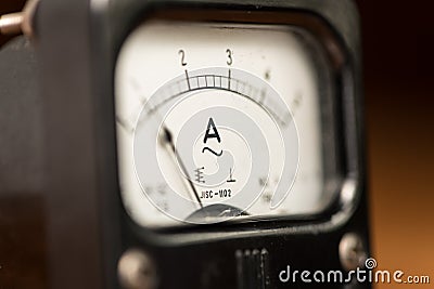 Details of an old black analog ampere meter Stock Photo