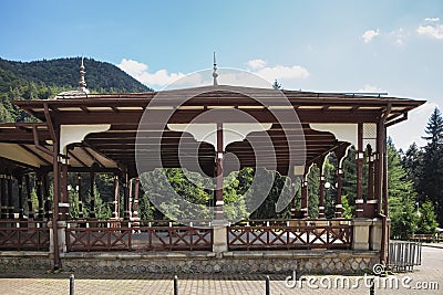 Details of old casino and castle hotels, in Slanic Moldova, Romania Editorial Stock Photo