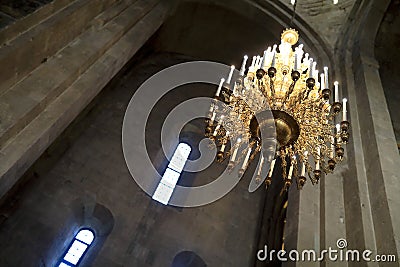 Details of old chandelier in Georgian Orthodox church Stock Photo