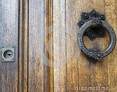 Details of an old wooden door. Stock Photo