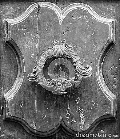 Details of an old wooden door in Florence. Stock Photo