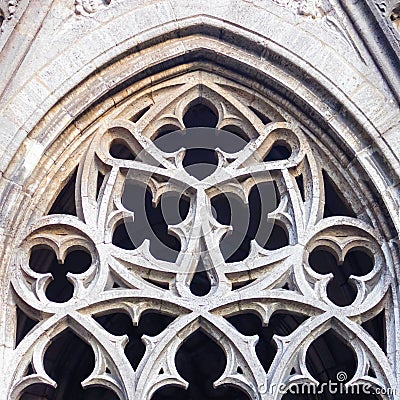Details of a open window in the Dom cathedral of Utrecht, the Netherlands Stock Photo
