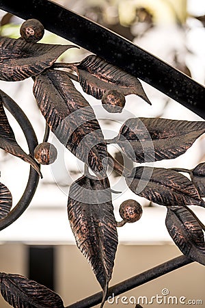 details ornaments of wrought iron fence Stock Photo