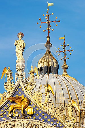 Details ornate Doge's Palace. Venice, Italy Stock Photo