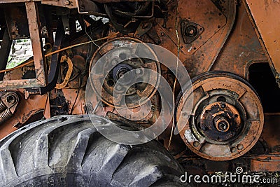 Details of rusty combine harvester Stock Photo