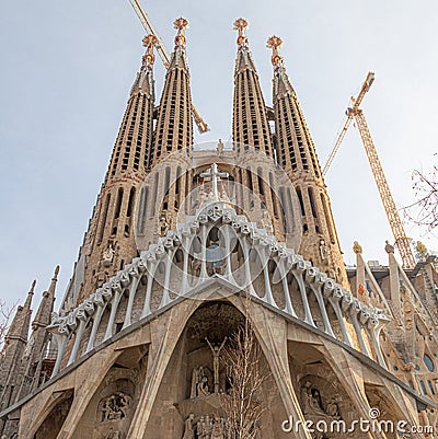 Sagrada. Details. Church. Gothic. Gaudi Editorial Stock Photo
