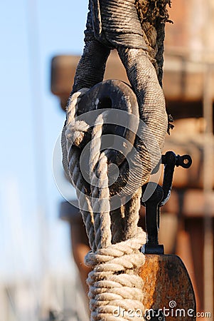 Details of sailboat rigging Stock Photo