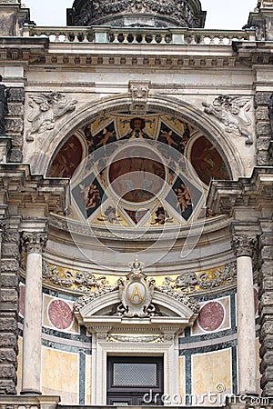 Details on the Semper Opera House Semperoper, Dresden, Saxony, Germany Stock Photo